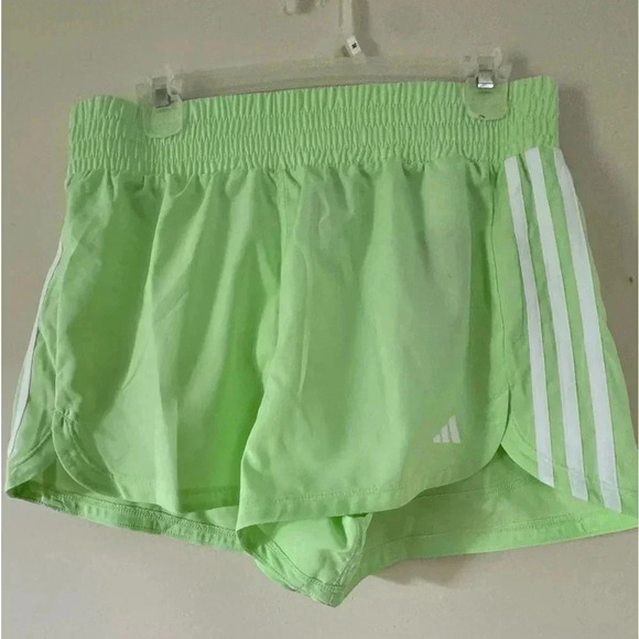 Adidas pacer shorts M 3” inseam athlete summer stripes green running workout Y2K - Picture 1 of 7